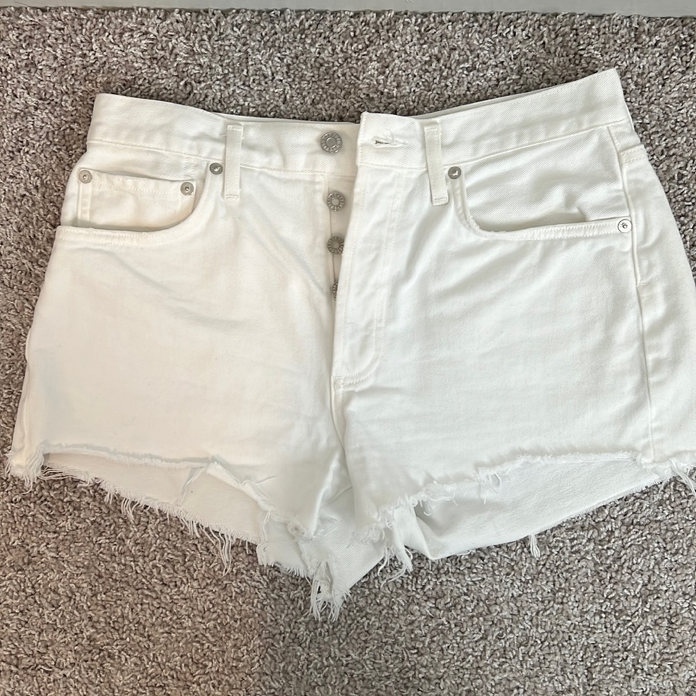 Agolde white denim shorts
